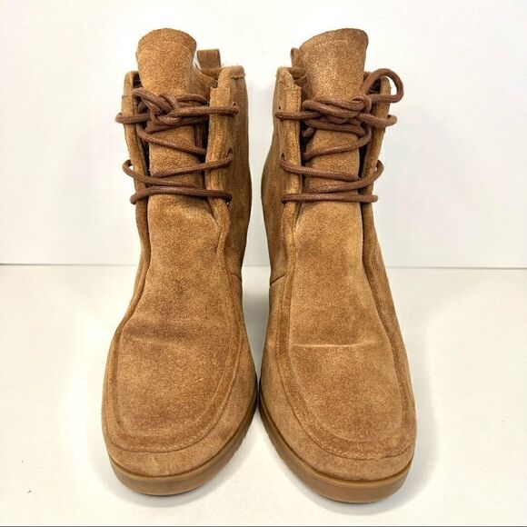 Michael Kors Tamara Lace Up Brown Suede Wedge Booties 9 - Picture 2 of 9